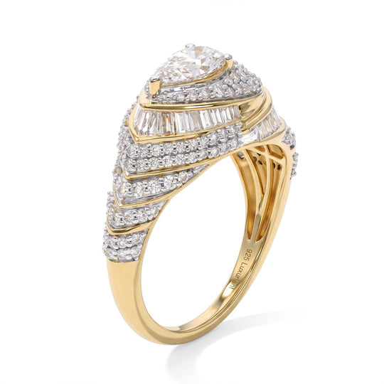 LUXURIANT DIAMOND - Lab Grown Diamant SI-GH Ring 925 Silber 750 Gelbgold vermeil (Größe 21.00) ca. 2,65 ct (10-15 Werktage Lieferzeit) 2.65 ct