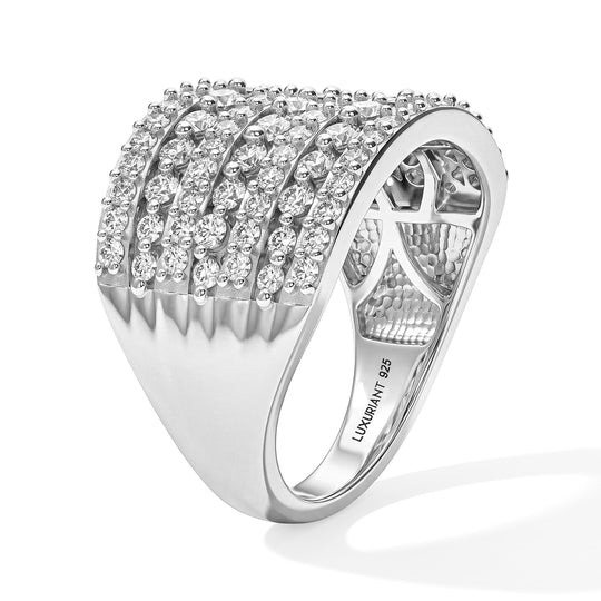 LUXURIANT DIAMOND - Lab Grown Diamant SI-GH Ring 925 Silber Rhodiniert (Größe 21.00) ca. 1,65 ct