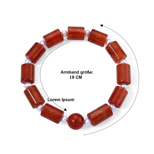 Burmesisches rotes Jade und 5-6mm Zhuji Akoya-Perle 18cm Armband