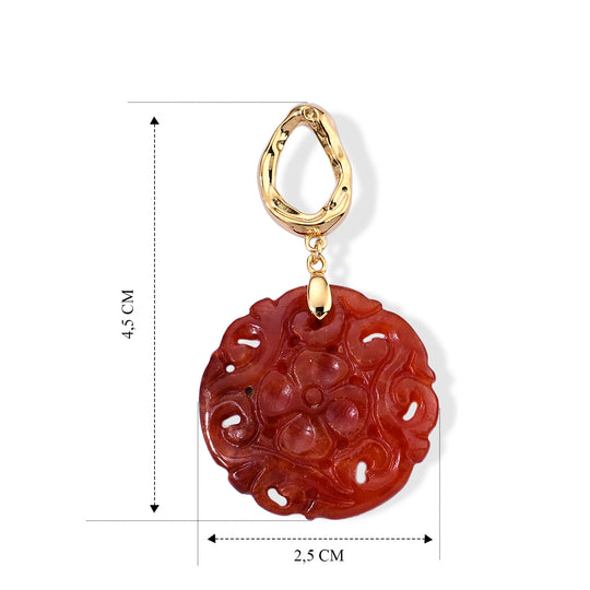D'Joy Burmesischer Rote Jade Ohrringe 925 Silber Vergoldet ca. 40.00 ct