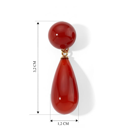D'Joy Burmesischer Rote Jade Ohrringe 925 Silber Vergoldet ca. 40.00 ct