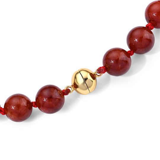 D'Joy Burmesischer Rote Jade, Weiße Barockperle Halskette ca. 50 cm 925 Silber Vergoldet 320.01 ct