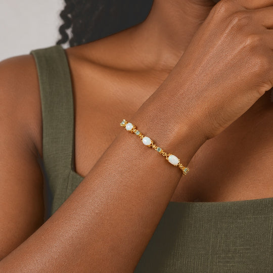 EVER TRUE AA Natürlicher, äthiopischer Welo Opal Armband ca. 20 cm Reine Bronze ca. 3,38 ct.
