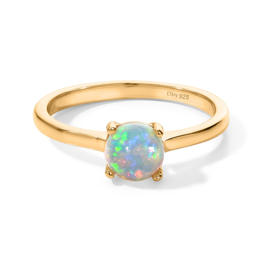 D'Joy AA Natürlicher, äthiopischer Welo Opal Ring 925 Silber 750 Vergoldet (Größe 18.00) ca. 0,51 ct