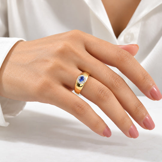 D'Joy AA Afrikanischer Rubin (Fissure gefüllt), Weißer Zirkon Ring 925 Silber 750 Vergoldet (Größe 19.00) ca. 0,84 ct