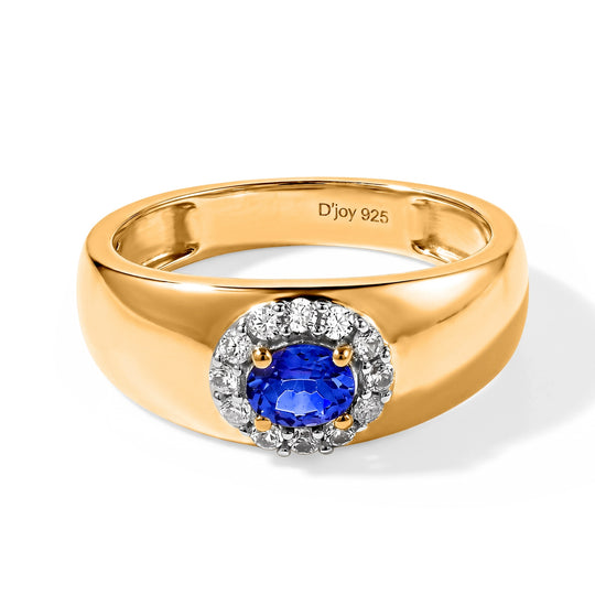 D'Joy AA Afrikanischer Rubin (Fissure gefüllt), Weißer Zirkon Ring 925 Silber 750 Vergoldet (Größe 19.00) ca. 0,84 ct
