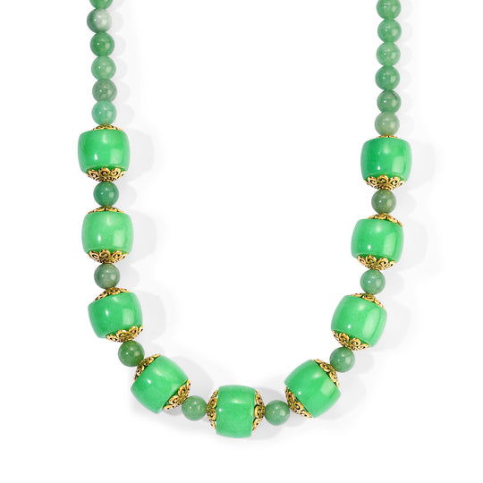 EVER TRUE Grüner Aventurin Halskette ca. 50 cm Nickelfreies Messing Gold ca. 440.00 ct