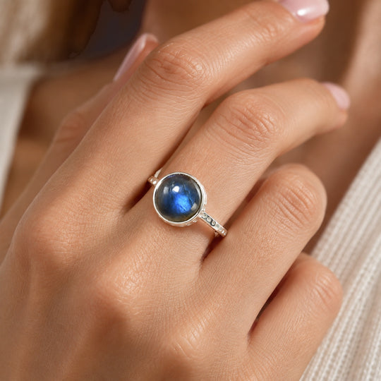 D'Joy AAA Labradorit Ring 925 Silber (Größe 20.00) ca. 5,00 ct
