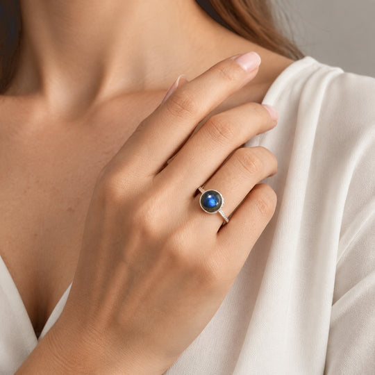 D'Joy AAA Labradorit Ring 925 Silber (Größe 20.00) ca. 5,00 ct