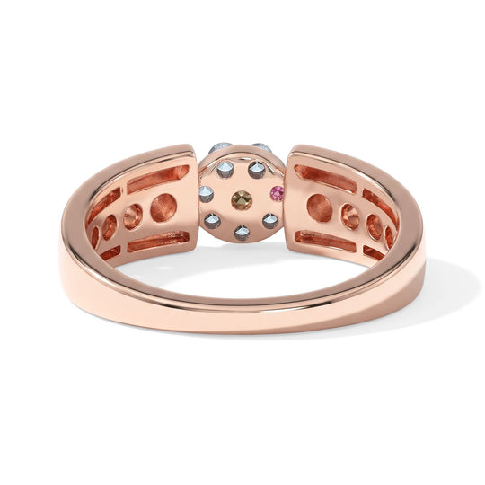 LUXURIANT DIAMOND - Lab Grown Gelb Diamant SI-GH, Lab Grown Blauer Diamant Ring 925 Silber 750 Roségold vermeil (Größe 16.00) ca. 0,26 ct