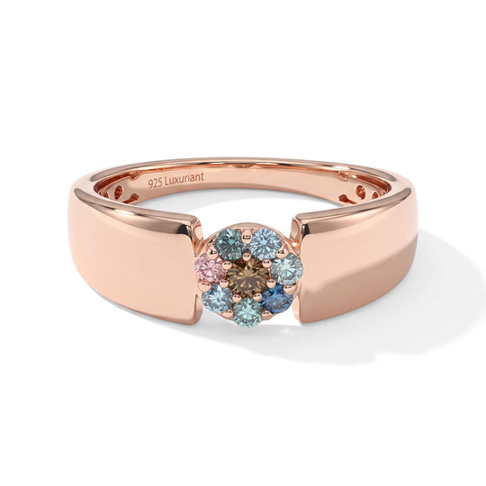 LUXURIANT DIAMOND - Lab Grown Gelb Diamant SI-GH, Lab Grown Blauer Diamant Ring 925 Silber 750 Roségold vermeil (Größe 16.00) ca. 0,26 ct
