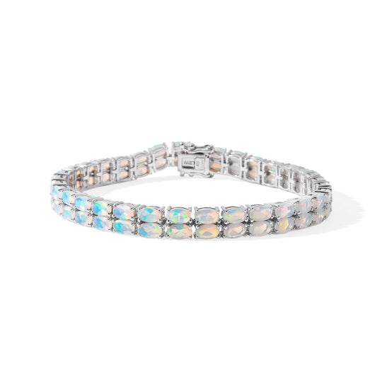 D'Joy AA Natürlicher, äthiopischer Welo Opal Armband ca. 20 cm 925 Silber 750 Gelbgold vermeil ca. 10,88 ct.