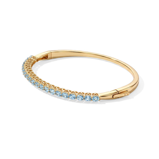 EVER TRUE AA Blauer Apatit Armreif ca. 19 cm Reine Bronze ca. 4,04 ct.