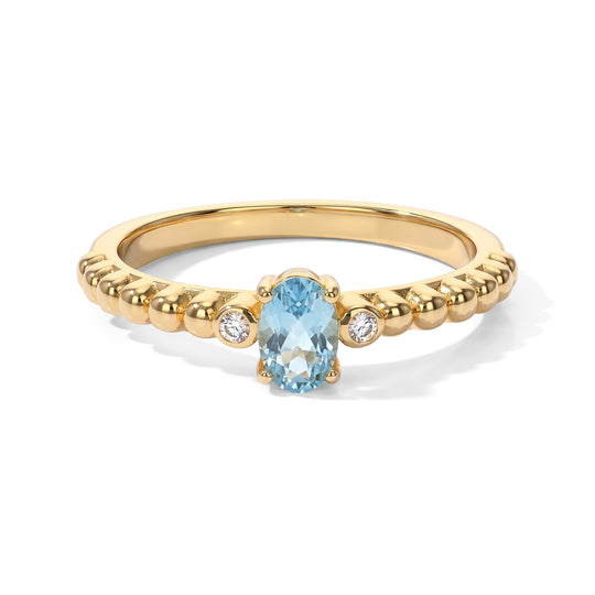 EVER TRUE AA Blauer Apatit, Weißer Diamant Ring Reine Bronze (Größe 20.00) ca. 0,48 ct