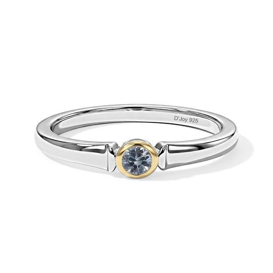 D'Joy Blauer Ceylon-Saphir Ring 925 Silber Platiniert und vergoldet (Größe 18.00) ca. 0,14 ct