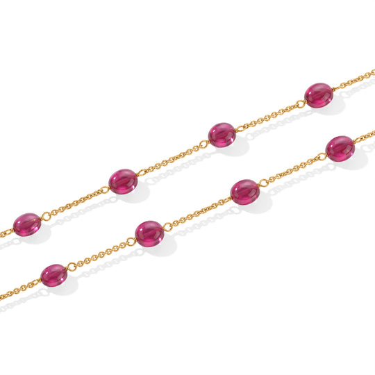 D'Joy AA mehrfarbig Saphir 60cm Halskette, 925 Silber 750 Gelbgold Vermeil - 50 ct.