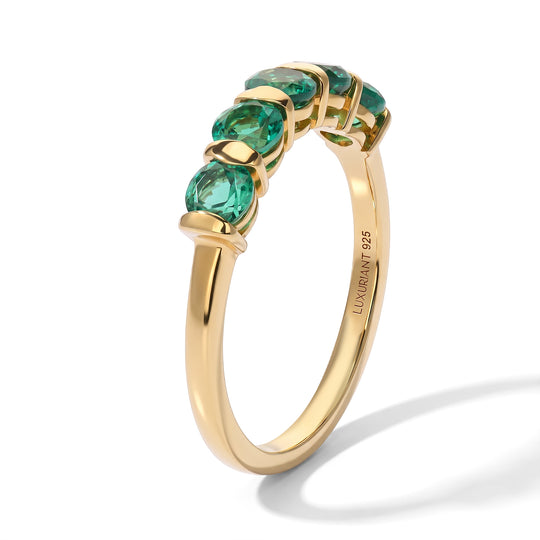 LUXURIANT DIAMOND - AAA Lab Grown Kolumbianischer Smaragd Ring 925 Silber 750 Gelbgold vermeil (Größe 16.00) ca. 1,35 ct