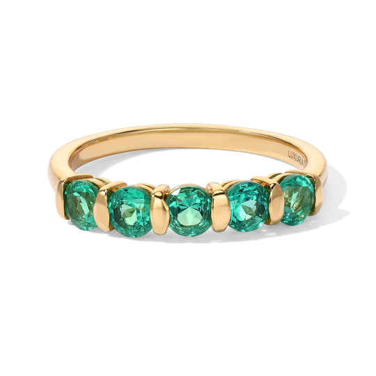 LUXURIANT DIAMOND - AAA Lab Grown Kolumbianischer Smaragd Ring 925 Silber 750 Gelbgold vermeil (Größe 16.00) ca. 1,35 ct