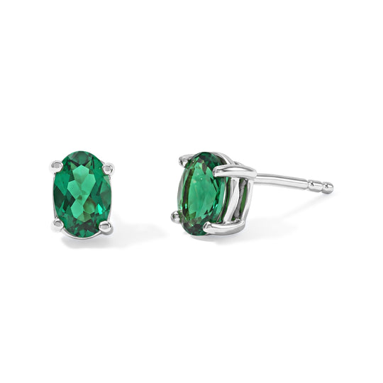 LUXURIANT DIAMOND - AAA Lab Grown Kolumbianischer Smaragd Ohrringe 925 Silber 585 Vergoldet ca. 0,81 ct.