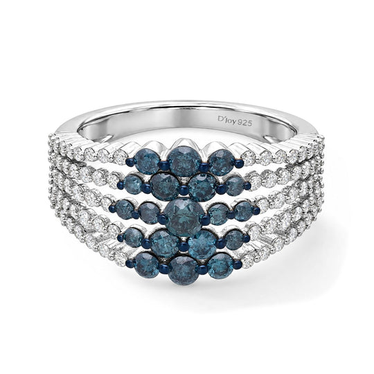 D'Joy Blauer Diamant (IR) Ring 925 Silber Rhodiniert (Größe 19.00) ca. 1.33 ct