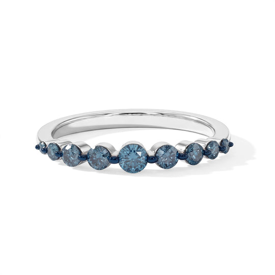 D'Joy Blauer Diamant (IR) Ring 925 Silber Rhodiniert (Größe 21.00) ca. 0.48 ct