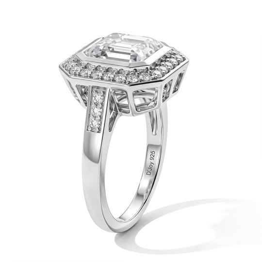 D'Joy Moissanit Ring 925 Silber Rhodiniert (Größe 19.00) ca. 4,27 ct