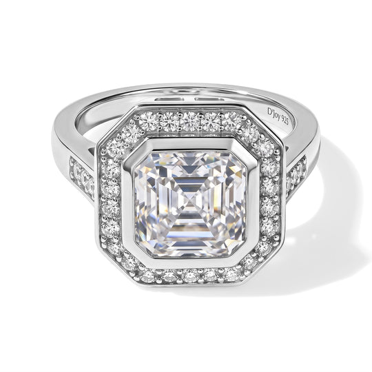 D'Joy Moissanit Ring 925 Silber Rhodiniert (Größe 19.00) ca. 4,27 ct