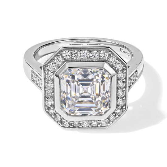 D'Joy Moissanit Ring 925 Silber Rhodiniert (Größe 21.00) ca. 4,27 ct