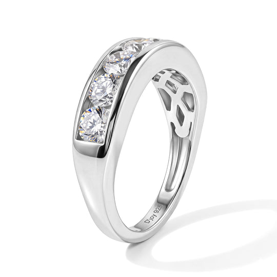 D'Joy Moissanit Ring 925 Silber Platiniert (Größe 19.00) ca. 1,66 ct