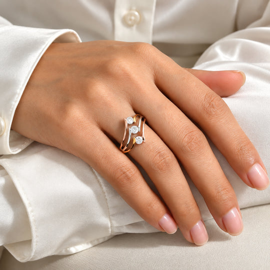 D'Joy Moissanit Ring 925 Silber Dreifarbig (Größe 19.00) ca. 0,69 ct