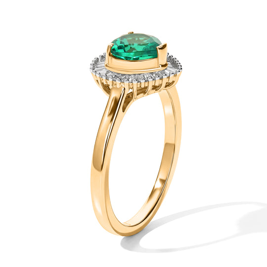 LUXURIANT DIAMOND - AAA Lab Grown Kolumbianischer Smaragd, Lab Grown Diamant Ring 925 Silber 750 Gelbgold vermeil (Größe 17.00) ca. 1,36 ct