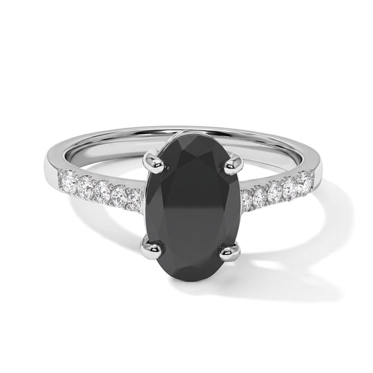 D'Joy Schwarzer Moissanit, Moissanit Ring 925 Silber Rhodiniert (Größe 19.00) ca. 2,57 ct