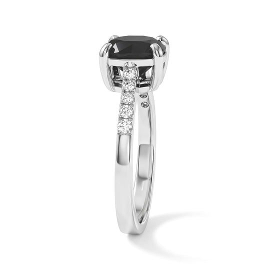 D'Joy Schwarzer Moissanit, Moissanit Ring 925 Silber Rhodiniert (Größe 19.00) ca. 2,66 ct