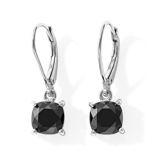 D'Joy Schwarzer Moissanit Ohrringe 925 Silber Rhodiniert ca. 2,82 ct.