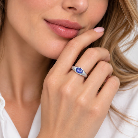 D'Joy AA Tansanit Ring 925 Silber Rhodiniert (Größe 20.00) ca. 1,28 ct