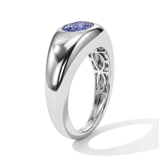 D'Joy AA Tansanit Ring 925 Silber Rhodiniert (Größe 20.00) ca. 1,28 ct