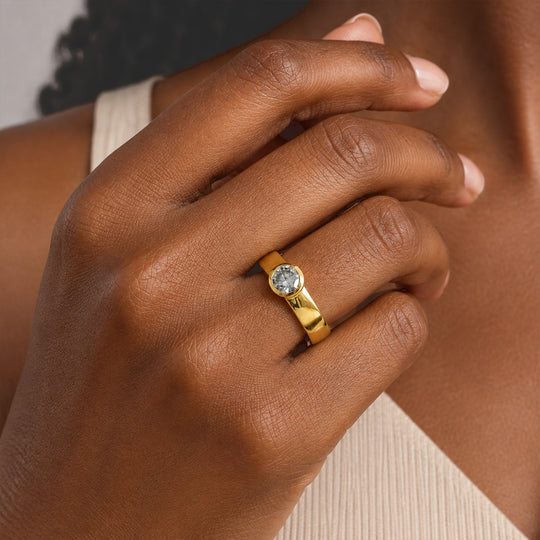 LUXURIANT DIAMOND - Lab Grown Diamant SI-GH Ring 925 Silber 750 Gelbgold vermeil (Größe 17.00) ca. 1,00 ct