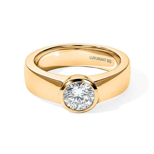 LUXURIANT DIAMOND - Lab Grown Diamant SI-GH Ring 925 Silber 750 Gelbgold vermeil (Größe 17.00) ca. 1,00 ct