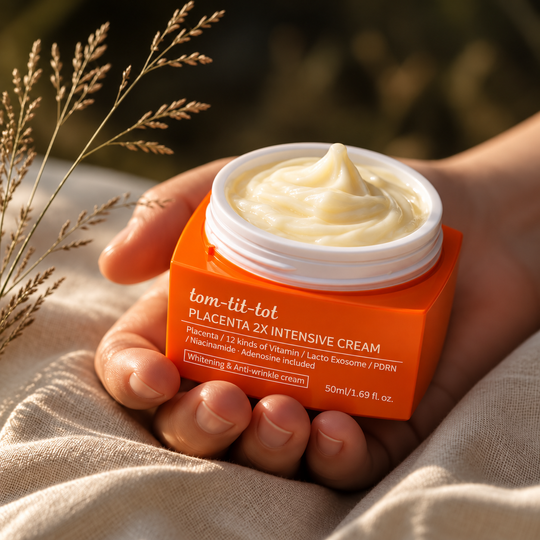 TOM-TIT-TOT Placenta 2X Intensivcreme, koreanische Hautpflege, Soja-Phytoplacenta und PDRN, 50ml