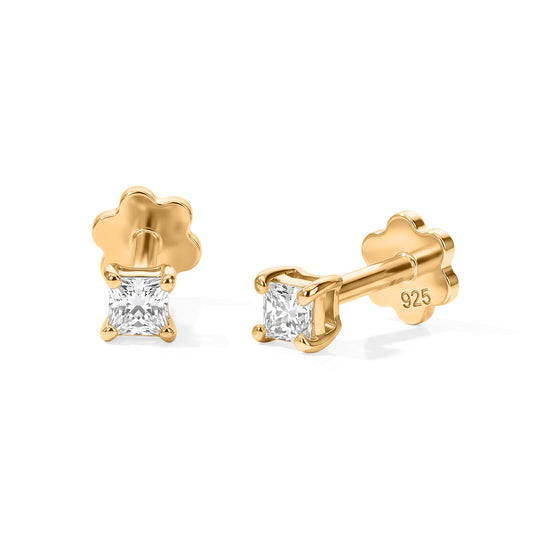 LUXURIANT DIAMOND - Lab Grown Diamant SI-GH Ohrringe 925 Silber 750 Gelbgold vermeil ca. 0,18 ct.