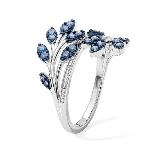 D'Joy Blauer Diamant (IR) Ring 925 Silber Rhodiniert (Größe 19.00) ca. 0.49 ct