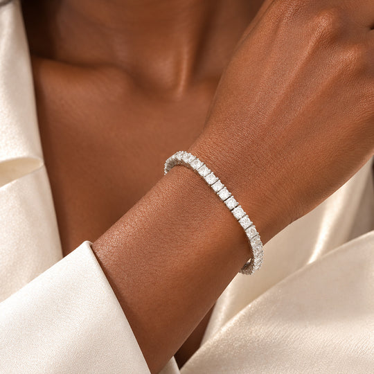LUXURIANT DIAMOND - Lab Grown Diamant SGL zertifiziert VS-EF Armband ca. 19 cm 925 Silber Rhodiniert ca. 8,00 ct.