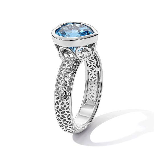 D'Joy Schweizer Blautopas Ring 925 Silber Platiniert (Größe 21.00) ca. 3,06 ct