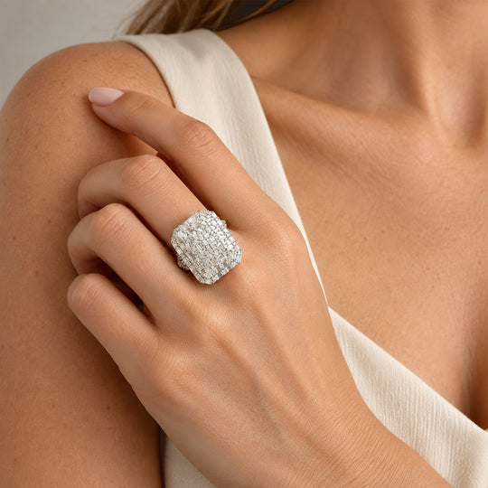 D'Joy Moissanit Ring 925 Silber Rhodiniert (Größe 19.00) ca. 2,60 ct