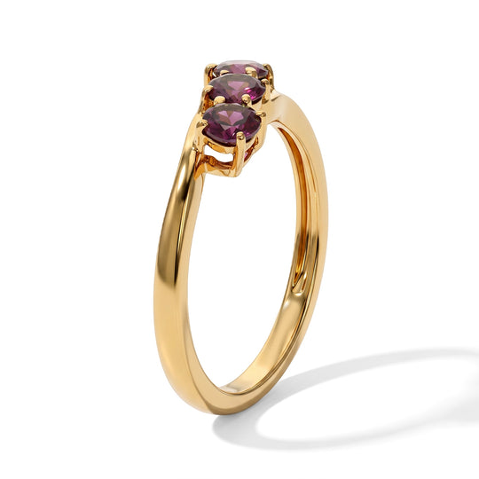D'Joy Natürlicher Rhodolith Granat Ring 925 Silber 750 Vergoldet (Größe 21.00) ca. 0,70 ct