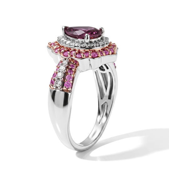 D'Joy AAA Rosa Turmalin, Rosa Saphir Ring 925 Silber Rhodiniert (Größe 20.50) ca. 1,72 ct