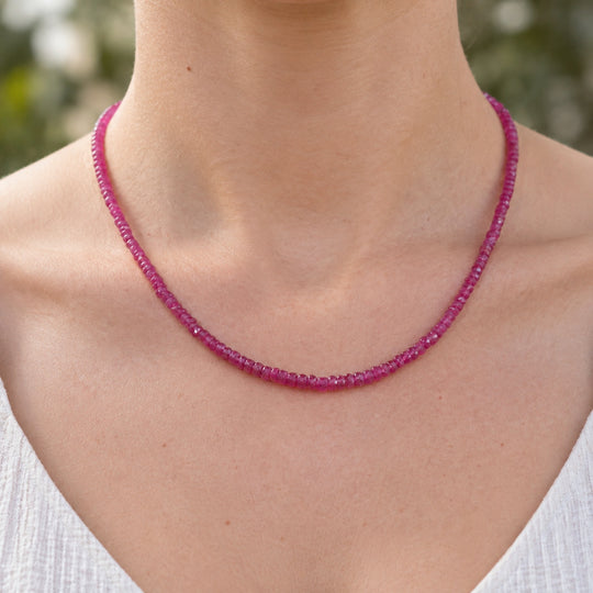 D'Joy AA Niassa Rubin Halskette ca. 45 cm 925 Silber Rhodiniert ca. 80,00 ct.