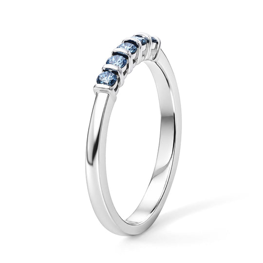 D'Joy Blauer Diamant (IR) Ring 925 Silber Rhodiniert (Größe 22.00) ca. 0.25 ct