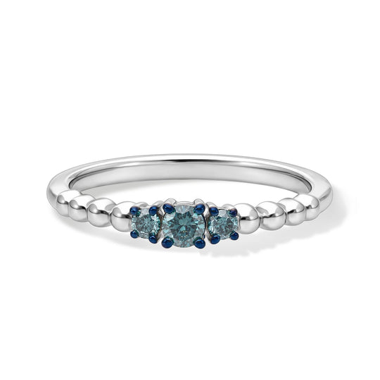 D'Joy Blauer Diamant (IR) SI Ring 925 Silber Rhodiniert (Größe 20.00) ca. 0.25 ct