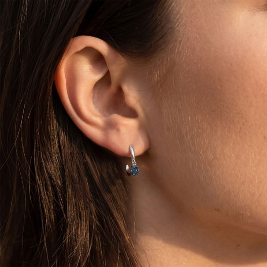 D'Joy Blauer Diamant (IR) Ohrringe 925 Silber Rhodiniert ca. 0.15 ct